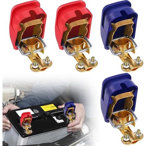 Cosse Batterie, 2 Paires 12V Libération Rapide Bornes Batterie, Cosses Serrage Rapide Connecteurs à Dégagement pour Voitures Bateaux Camions (1/5)