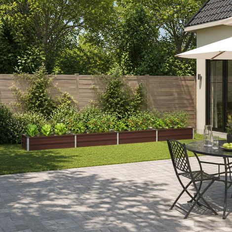 vidaXL Letto rialzato da giardino Marrone 320 x 40 x 24 cm (1/5)