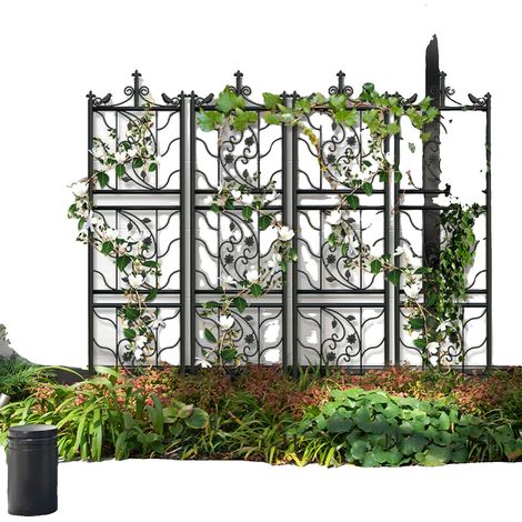 Treillis de jardin, design en métal décoratif, facile à assembler, noir (1/2)