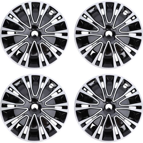 4 pièces couvercle de jante de roue 14 pouces élégant à clipser Design R14 capuchon de moyeu de remplacement pour citroën AX argent noir (1/5)