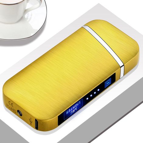 Lighter USB - Allume-Cigarette Sans Flamme Rechargeable - Ignition Double - Étanche au Vent - Compact et Portable - Jaune - 1 Pièce (1/5)