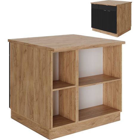 Îlot de cuisine Fame-Line, Noir rayé, 90 cm avec tiroir, sans plan de travail, Vicco (1/5)