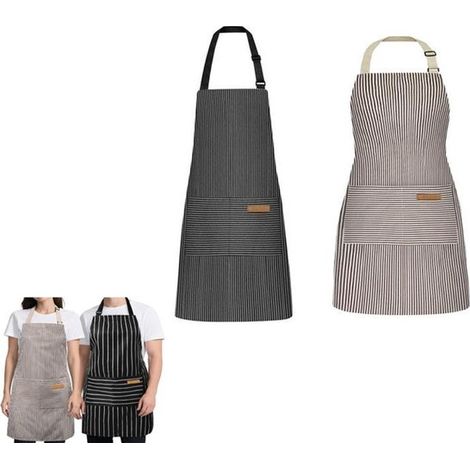 Tablier de cuisine - disponible en gris et noir - unisexe, adapté à la cuisine, aux grillades et au bricolage (1/5)