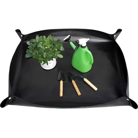 Waterproof Garden Mat, 100 x 100 cm, Black, Foldable Garden Potting Mat, Flower Planting for Garden, Potting, Succulent Plants, Seedlings (1/5)