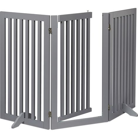 Barrière de sécurité modulable intérieur 92 x 70 cm protection pour chiens design moderne en métal gris (1/5)