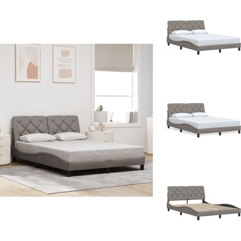 Bettgestell ohne Matratze Taupe 140x200 cm Stoff - Bettgestell - Bettgestelle - Bettrahmen - Bett (1/5)