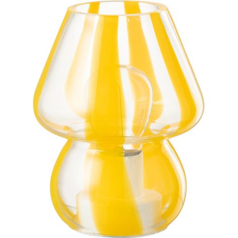 Lampe à Poser Rayures en Verre "Ophelie" 15cm Jaune (1/3)