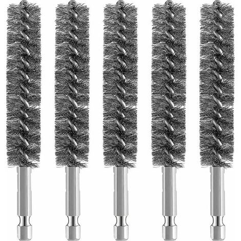 5pcs Brosse MéTallique de Brosse D'AléSage D'Acier Inoxydable pour la Brosse MéTallique de Nettoyage de Perceuse Brosse D'Acier Inoxydable avec la PoignéE de Tige Hexagonale-LIAIKI (1/5)