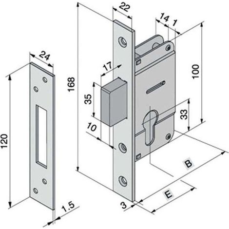 Serratura montanti Welka alluminio infilare 72x100cm [10930010]