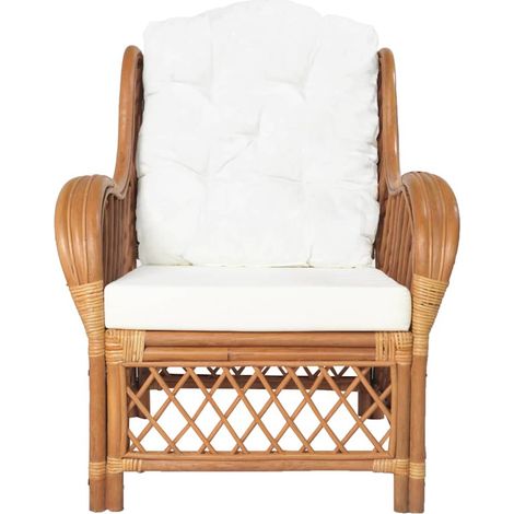 Maison Exclusive - Canapé avec coussin Marron clair Rotin naturel et lin (1/5)