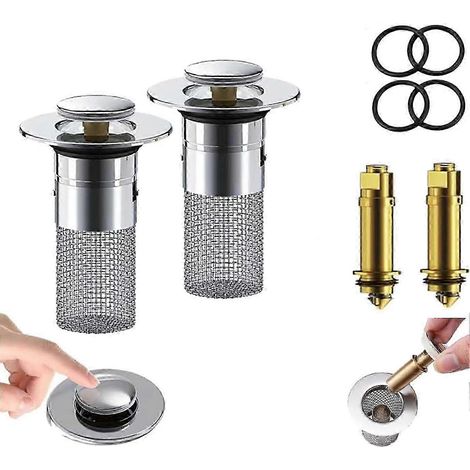 Bonde de lavabo Gixozu, filtre en acier inoxydable, bonde escamotable pour lavabo de salle de bain 2025 (1/5)