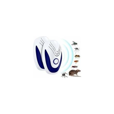 (Bleu foncé) Répulsif antiparasitaire à ultrasons, paquet de 2 répulsifs pour souris, sans danger pour les humains, répulsif contre les insectes, répulsif pour souris, cafards, fourmis, moustiques (1/5)