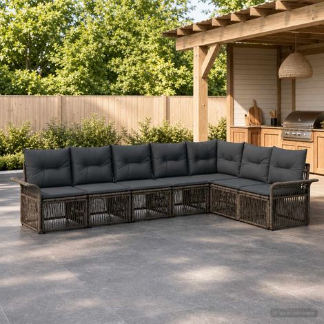 vidaXL Ensemble de canapé de jardin 7 pc Gris polyrotin (1/5)