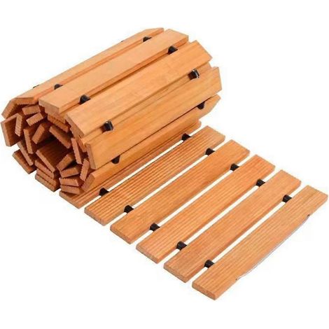 Allée de jardin en bois résistant aux intempéries - Allée enroulable de 60 cm en bois dur pour usage extérieur (1/5)