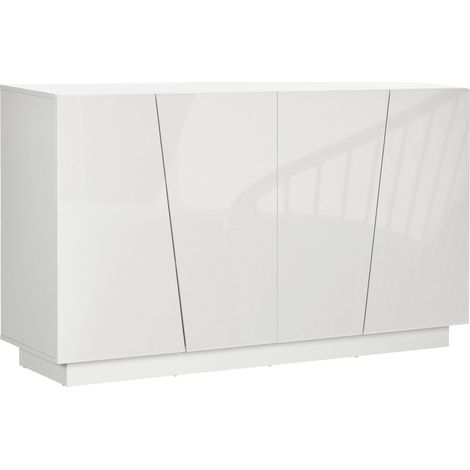 Mobile Multiuso 4 Ante 150x40x88 cm in Truciolato Bianco (1/5)
