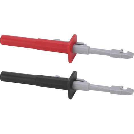 jeu de pinces de test de perforation pour fil, crochets et broches de plomb avec prise jack 4 mm J.30020 Rouge Noir