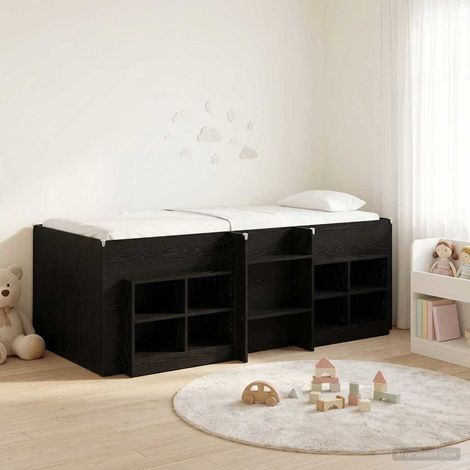 vidaXL Struttura Letto Loft con Mobile 3 pz Nero Legno ingegnerizzato (1/5)