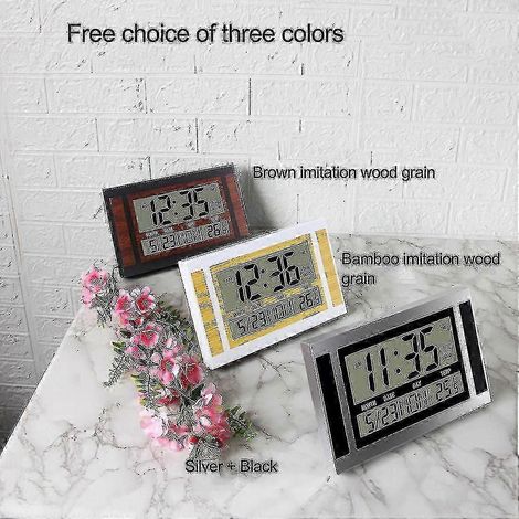 Horloge murale numérique de bureau avec affichage de la température, calendrier et alarme, grand écran LCD, design moderne (1/5)