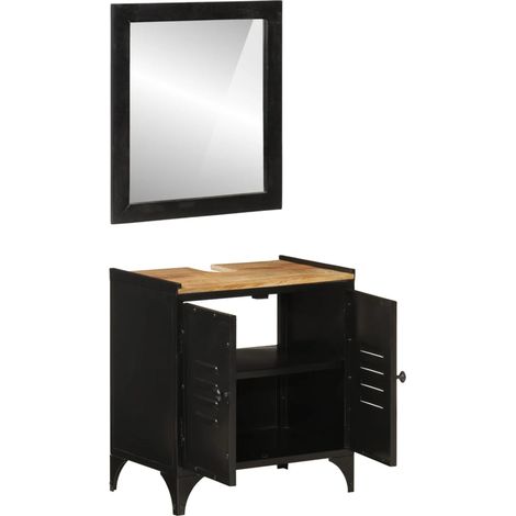 Maison Exclusive - 2-tlg. Badmöbel-Set Eisen und Massivholz Mango