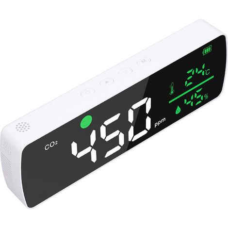 Détecteur de CO2 infrarouge lointain, mesure précise de 400 à 5000 ppm, fonctionnement de -10 °C à 50 °C, chargement USB, pour chambres et bureaux. (1/5)