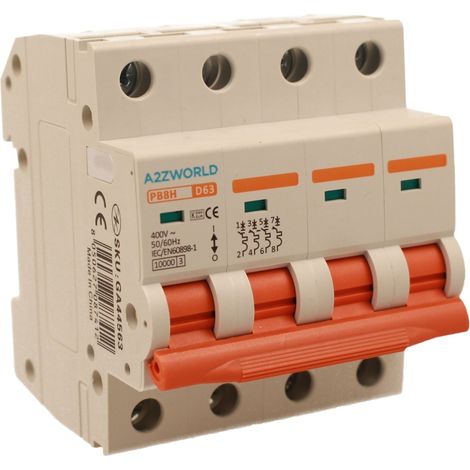 MCB Interruttore Magnetotermico Automatico Curva D 4P 4M 10000A D63A AC 400V IP20 IEC60898-1 PB8H