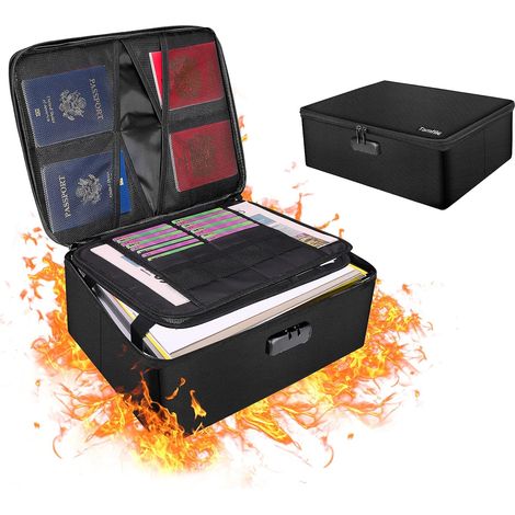 Rangement pour documents de voyage, Sac ignifugé pour documents, Isolation thermique, Rangement multicouche, Armoire à documents portable, Coffre-fort résistant à l'eau, Serrure à combinaison (1/5)