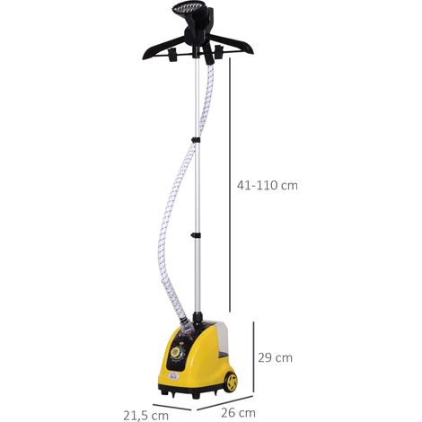 Défroisseur vapeur vertical défroisseur à vêtements 1,4 L 1950 W débit vapeur 32g/min tige telescopique jaune noir (1/5)