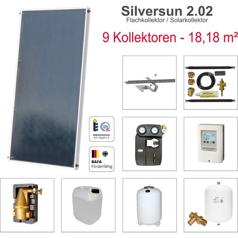 Solarbayer Silversun Flachkollektor Solarpaket 9 Solaranlage 18,18 m² Solar (1/5)