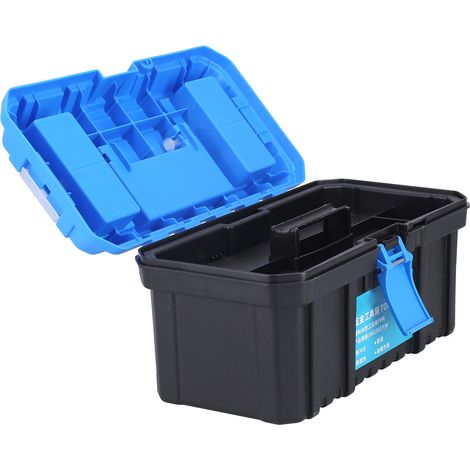 Boîte à outils portable en plastique PP pour pièces de quincaillerie, double compartiment, valise d'électricien 381Small (1/5)