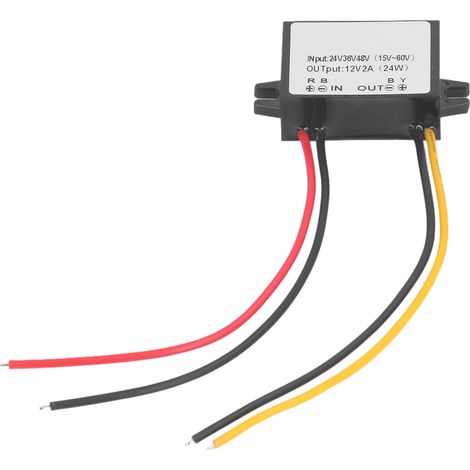 Convertisseur abaisseur CC/CC 24 V/36 V/48 V vers 12 V, 2 A, 24 W, haute efficacité, étanche IP67 (1/5)