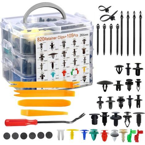 925 Pièces Clips de Fixation Voiture Universel 26 Tailles, Rivet Plastique Clips Voiture pour Panneaux de Portes Pare Chocs Garde Boue Garnitures avec Boîte de Rangement et Outil de Démontage (1/5)