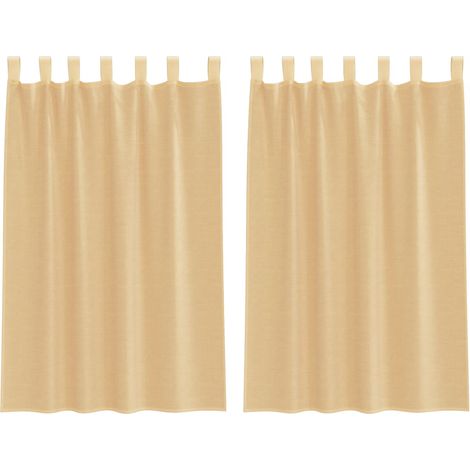 Maison Exclusive - Voile Vorhänge mit Schlaufen 2 Stk. Sandfarbe