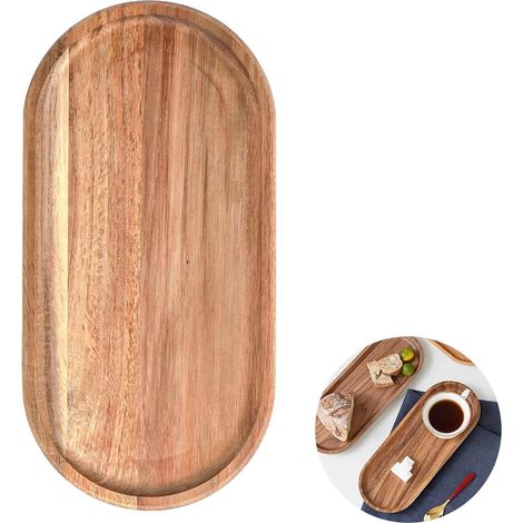 1 Plateau Rond Bois D'acacia,30x14x1,5 Cm, Design Naturel, Accessoire Décoratif, Pour Salon,Cuisine,Bureau,Salle De Bain (1/5)
