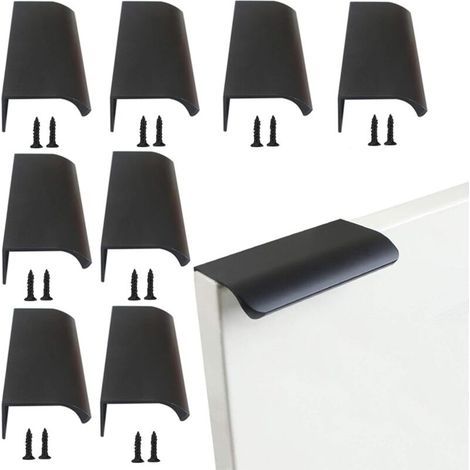 Kitchen Cabinet Handles, Aluminum Alloy, Brushed Nickel Drawer Handles, Black Cabinet Door Knobs, Concealed Installation Drawer Pulls, 8 Pieces (80mm) (1/5)