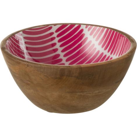 Bol en manguier décoré rose et blanc 17 cm (1/3)