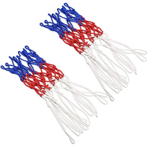 Filet de basket 2 pièces, filet de remplacement en nylon tricolore, accessoire de sport intérieur et extérieur, équipement de jeu pour panier (1/5)