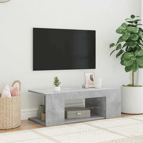 Meuble TV avec lumières LED gris béton 90x39x30 cm (1/5)