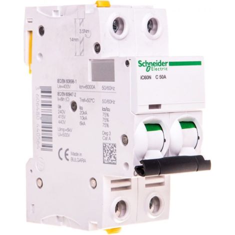 Interruptor automático 2P C 50A 6kA CA iC60N-C50-2 Acti9 A9F04250