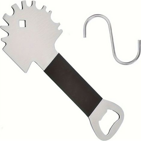 Brosse de barbecue multifonctionnelle - Nettoyant pour grille en fonte Accessoires de barbecue avec bords dentés et décapsuleur (1/5)