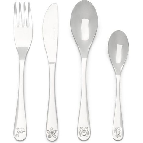 Kinderbesteck-Set mit eingravierten Meerestieren Größe: 160 x 170 x 160 x 130 mm Artikelnummer: ZV4258070