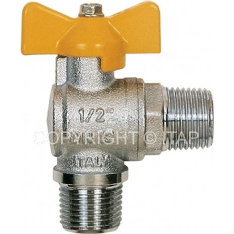 Valvola a sfera a squadra per gas maschio/maschio da 1/2" ITAP