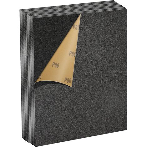 Set de Papier Abrasif 80 Grains, 12 Pièces 23 x 28cm Papier Abrasif Résistant à l'Eau pour Voitures Métaux Murs Bois Meubles, Polissage Humide et Sec Papier de Verre (1/5)
