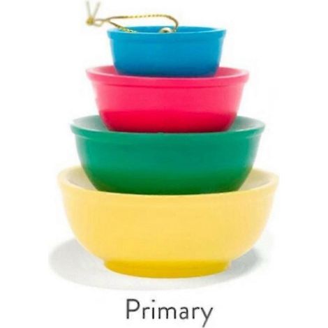 Vintage Pyrex-Schüsseln als Weihnachtsbaumschmuck – Harzdekoration für Weihnachtsfeiern, einzigartige Sammlerstücke-Primary