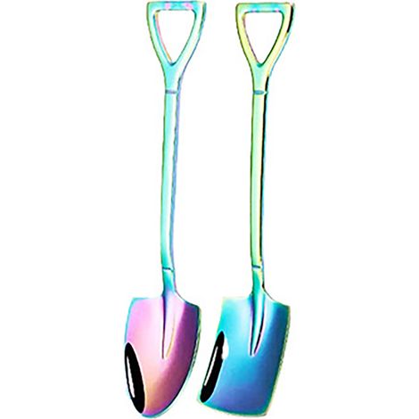 Ensemble de 6 pelles et cuillères carrées en acier inoxydable de 15 cm, avec pelle pointue, pour la maison, l'extérieur et le bureau (couleurs variées).
