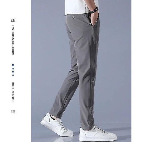 Schnelltrocknende, lange und bequeme Golfhose für Herren mit Taschen – Größe 33 – Hellgrau