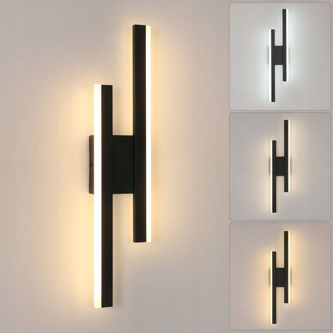 Nordic LED wall lamp, minimalist design in black acrylic, 13 watts, 3 color changing modes