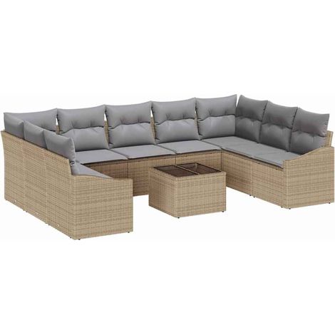 Maison Exclusive - Set Divano da Giardino Beige e Grigio Chiaro polyrattan