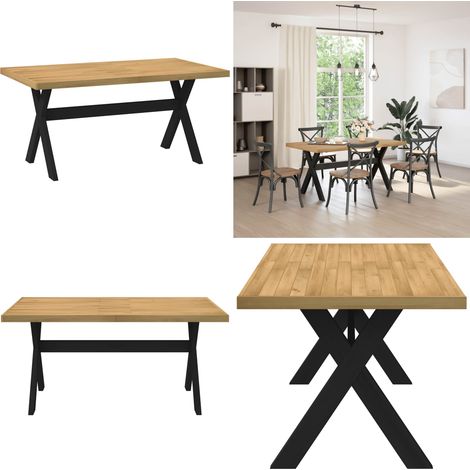 vidaXL Table à manger NOAIN pieds en forme de X 160x90x75cm massif pin (1/5)