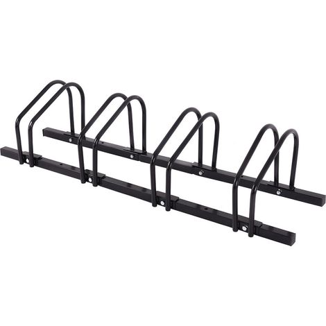 Porte-vélos noir en acier pour 4 vélos avec structure stable et modulable, installation facile et gain de place pour garage (1/5)