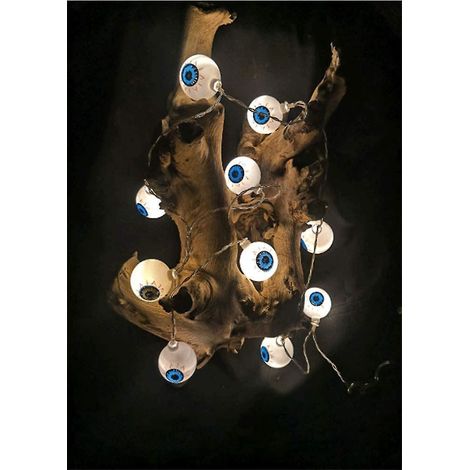 Guirlande lumineuse d'Halloween, lot de 3, décorations extérieures, lanternes LED, à piles, œil turc (1/3)